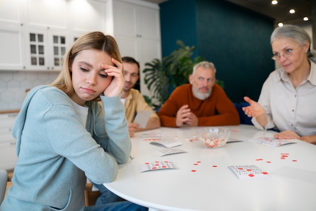 People playing bingo together