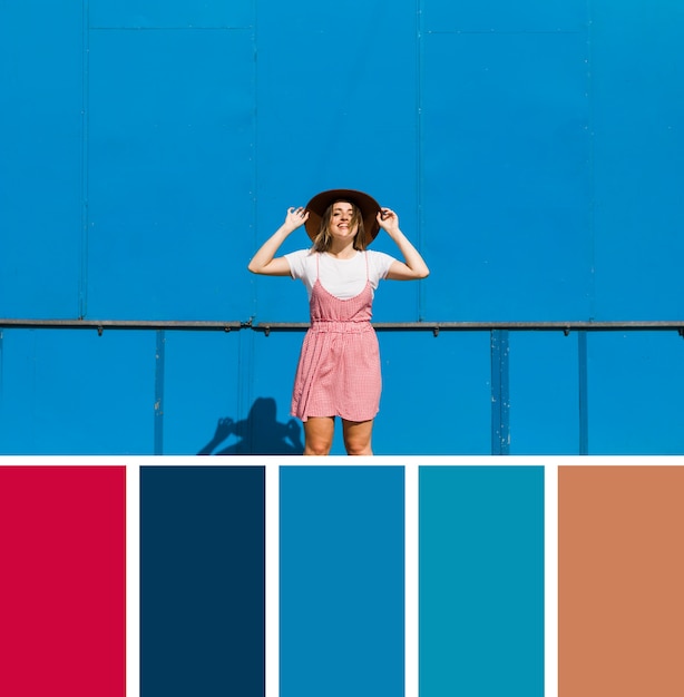 Free photo people posing with color swatches