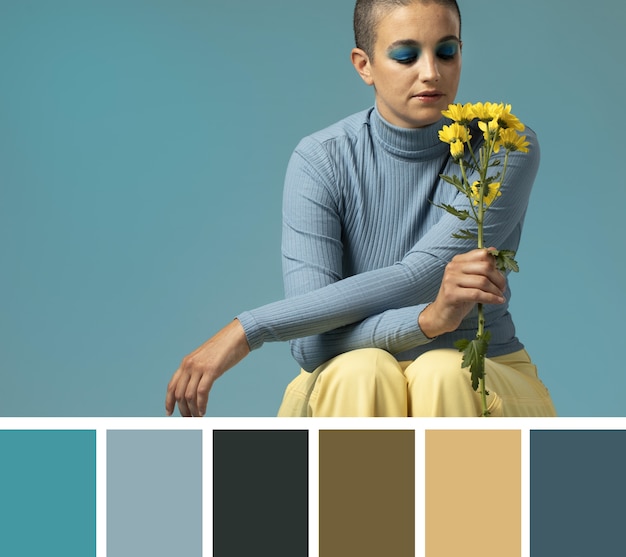 People posing with color swatches