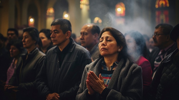 People praying at religions gathering