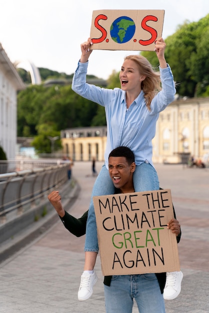 People protesting together against global warming