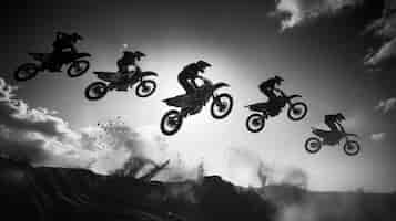 Free photo people racing dirt bikes