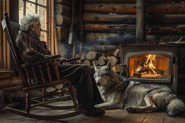 Free photo people relaxing in their wooden home