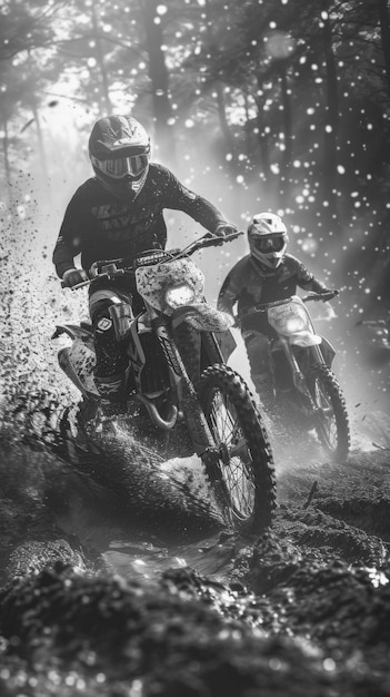 Free photo people riding dirt bikes