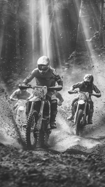 Free photo people riding dirt bikes