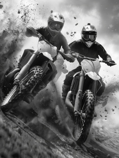 Free photo people riding dirt bikes