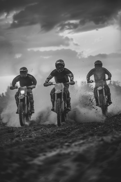 Free photo people riding dirt bikes