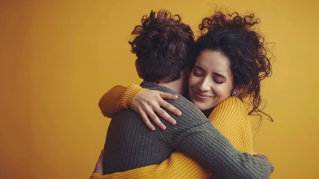 People showing support and respect with yellow background for suicide prevention day