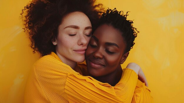 People showing support and respect with yellow background for suicide prevention day