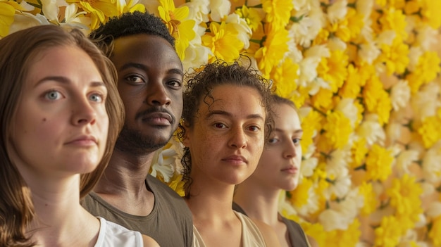 Free Photo people showing support for suicide prevention day with yellow background