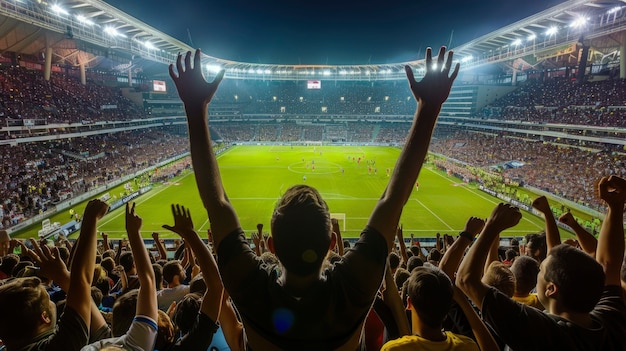 People on soccer stadium