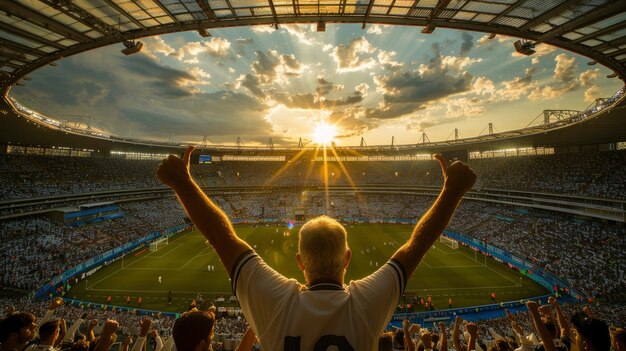 People on soccer stadium