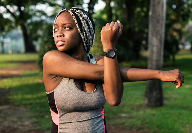 People stretching in a park