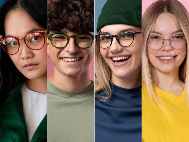 People with glasses composition