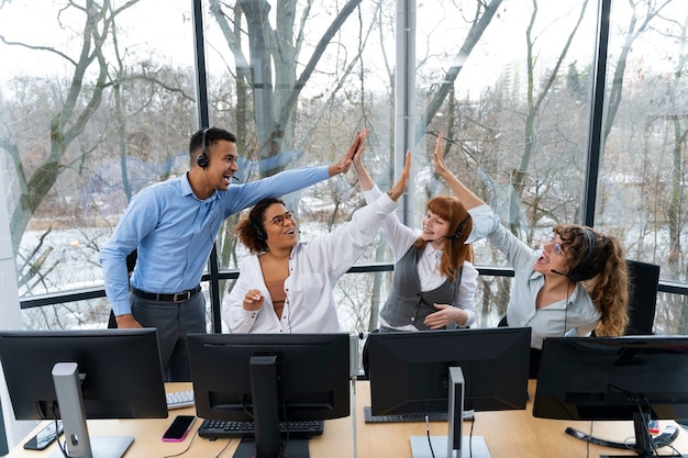 Free Photo people working in call center