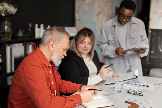 People working in their office