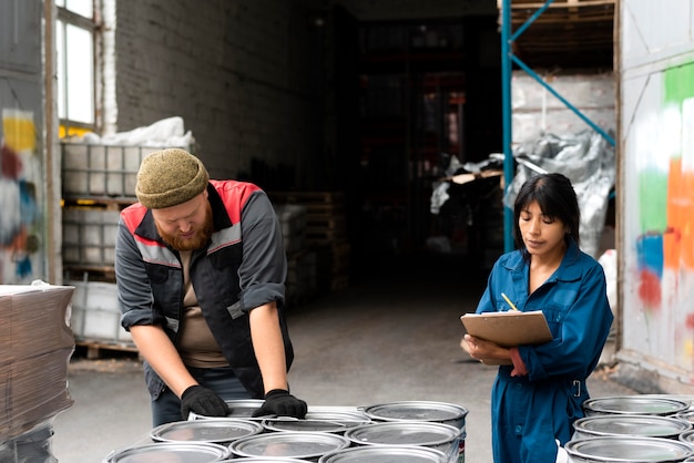 People working together in an warehouse