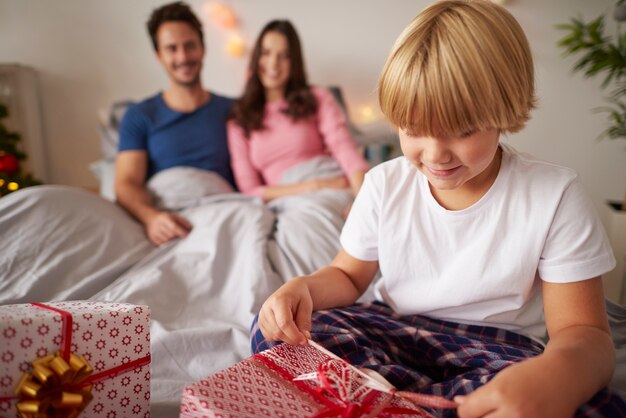 Perfect Christmas morning for little boy