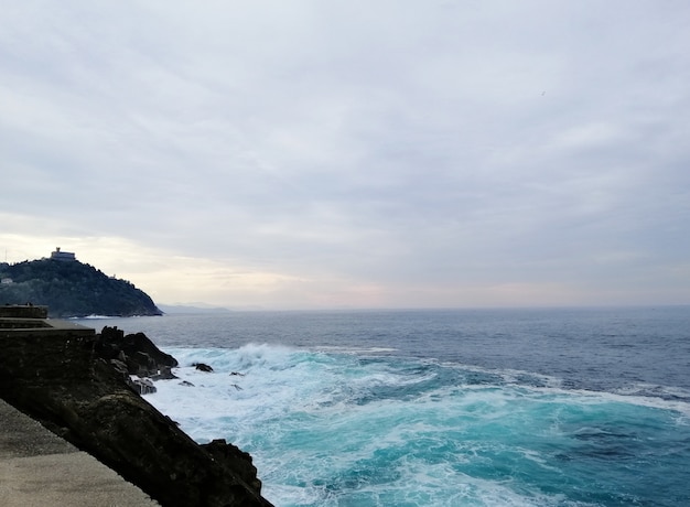 Perfect scenery of a tropical beach in San Sebastian resort town, Spain