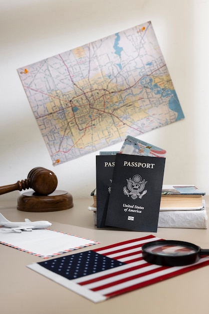 Free photo permanent resident card in us and map