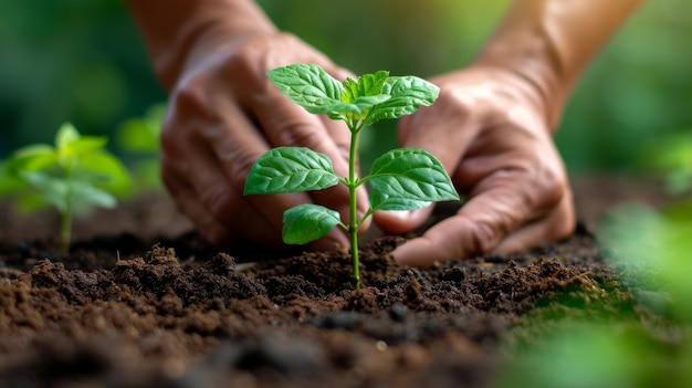 Person caring and protecting mother earth for earth day