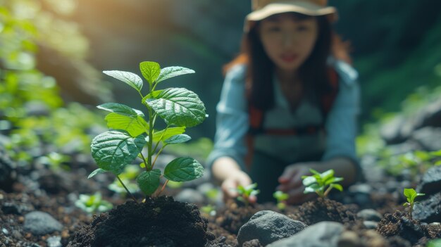 Person caring and protecting mother earth for earth day