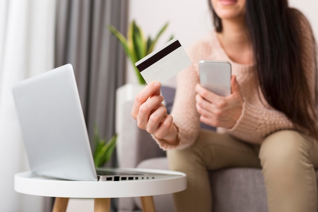 Person checking her laptop for sales