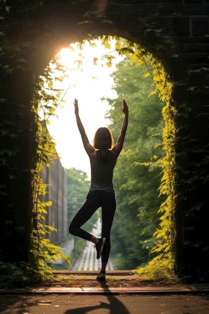 Person doing yoga in nature