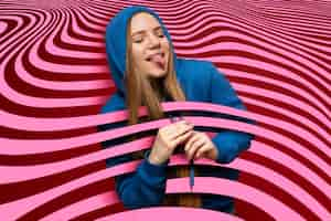 Free photo person enjoying psychedelic trip collage