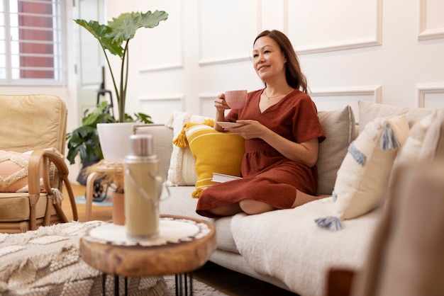 Person enjoying relaxing time at home