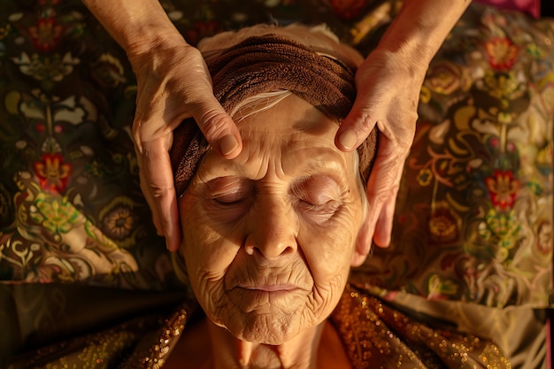 Free Photo person enjoying a scalp massage at spa