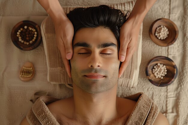 Person enjoying a scalp massage at spa