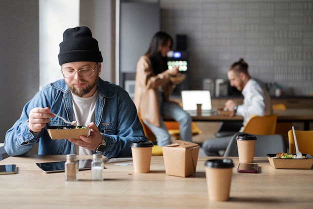 Person getting break time at office