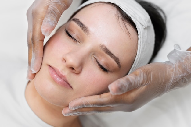 Person getting micro needling beauty treatment