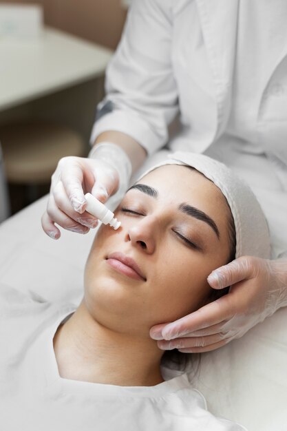 Person getting micro needling beauty treatment