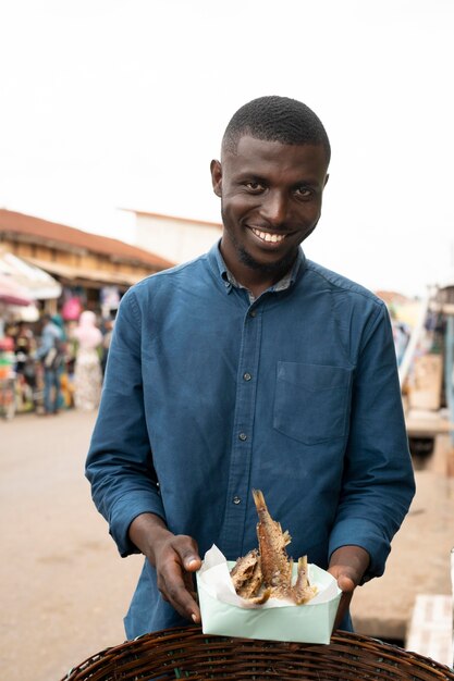 Person getting street food