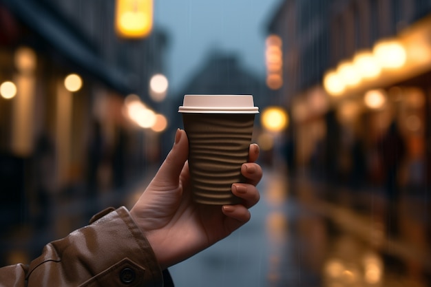 Person holding cup of coffee