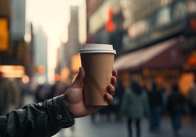 Person holding cup of coffee