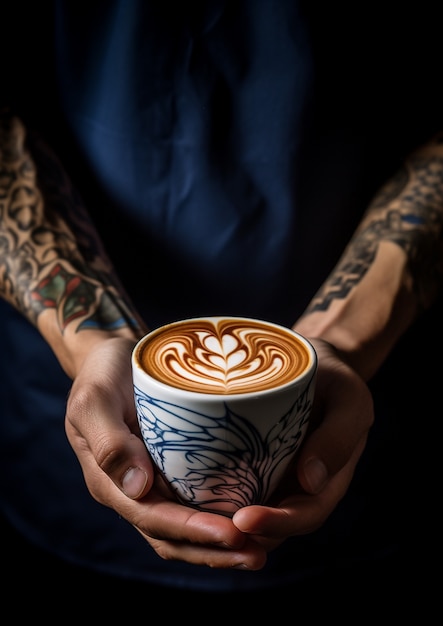 Free photo person holding cup of coffee