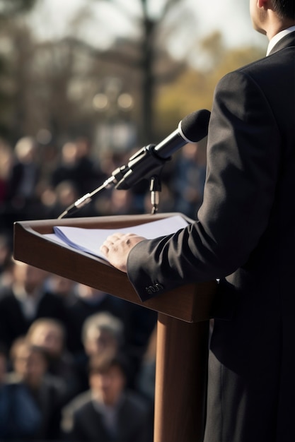 Free photo person holding a speech at official event