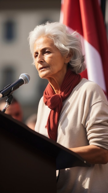 Person holding a speech at official event