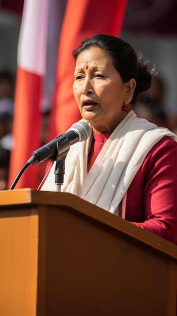 Free photo person holding a speech at official event