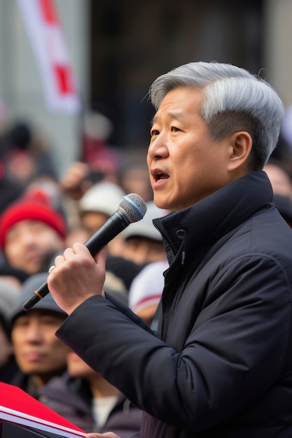 Person holding a speech at official event