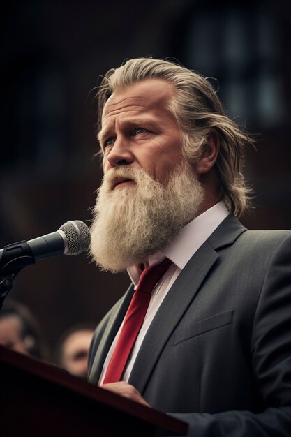 Person holding a speech at official event