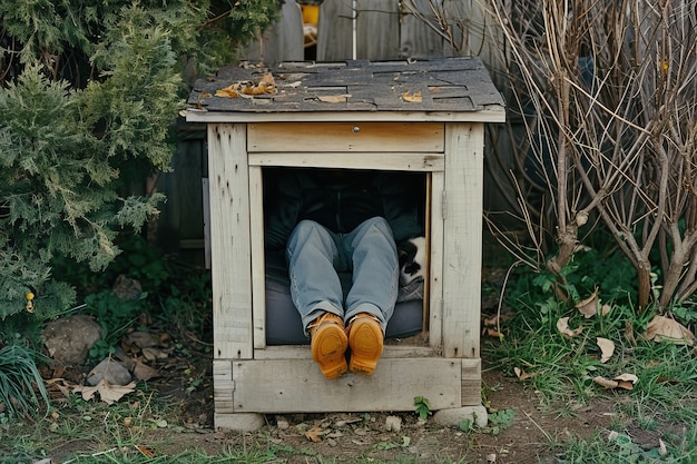 Free photo person inside dog shelter