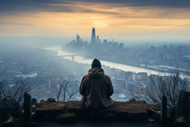 Person looking at futuristic mystical other worldly sky