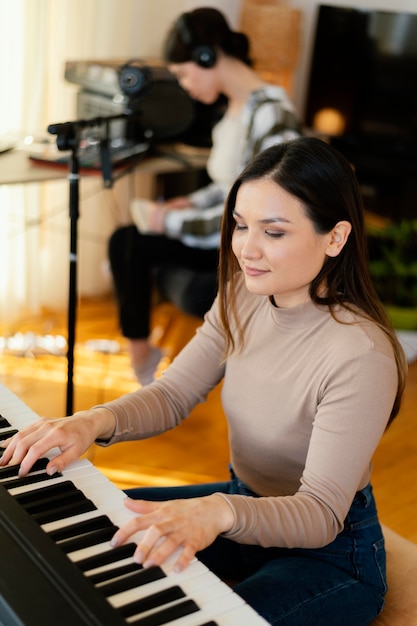 Person making music at home