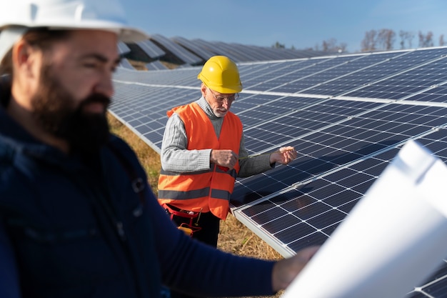 Person near alternative energy plant