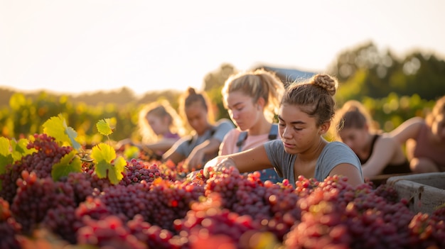 Free photo person picking grapes and spending time in the vineyard