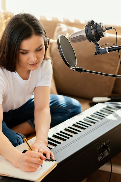 Person practicing music alone at home